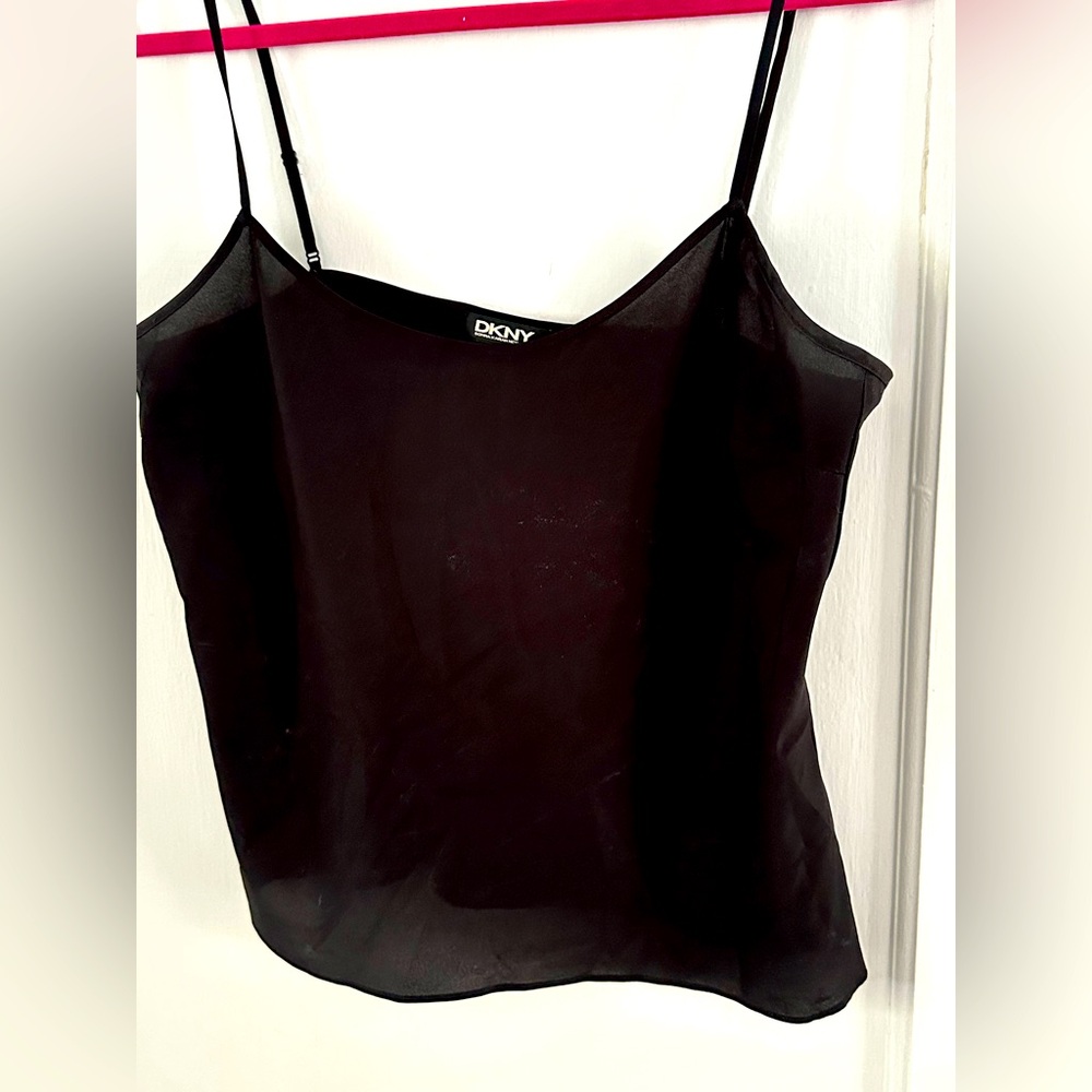 DKNY Black Sheer Spaghetti Strap Camisole